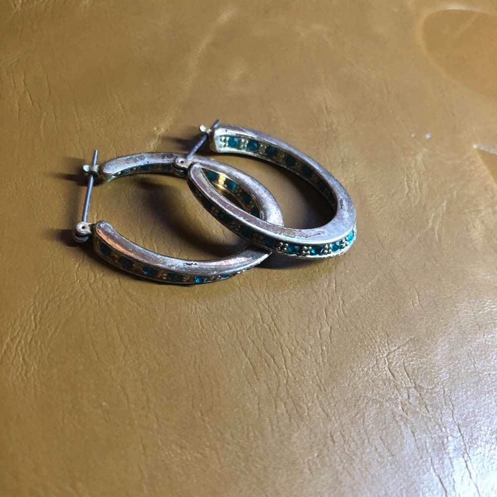 Sterling silver earrings with blue zircon
